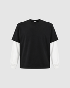LAYERED LONG SLEEVE - BLACK WITH WHITE