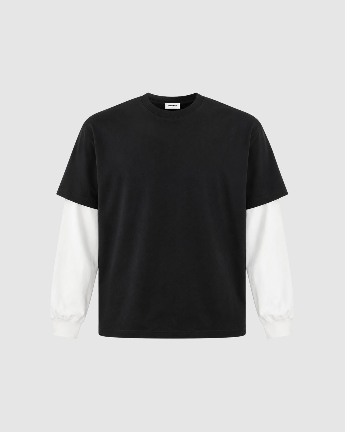 LAYERED LONG SLEEVE - BLACK WITH WHITE