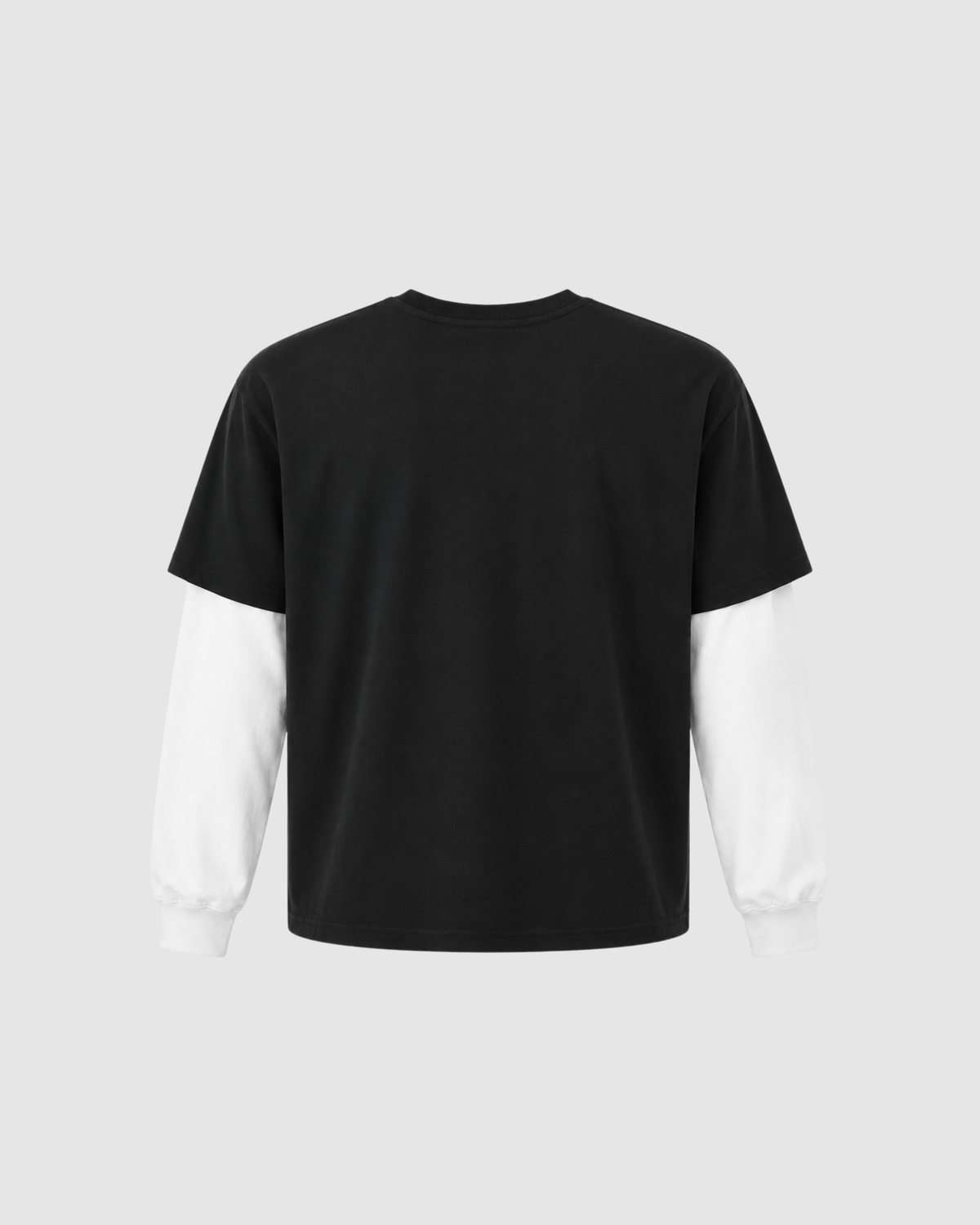 LAYERED LONG SLEEVE - BLACK WITH WHITE