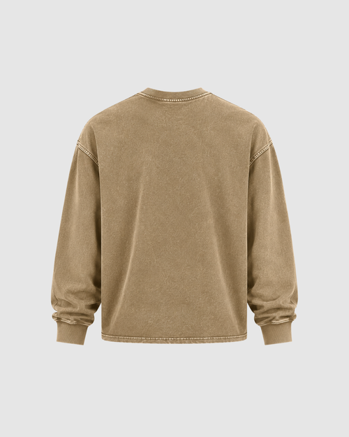 ACID WASH LONG SLEEVE - KHAKI