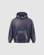 VINTAGE WASHED FRAYED HOODIE - NAVY