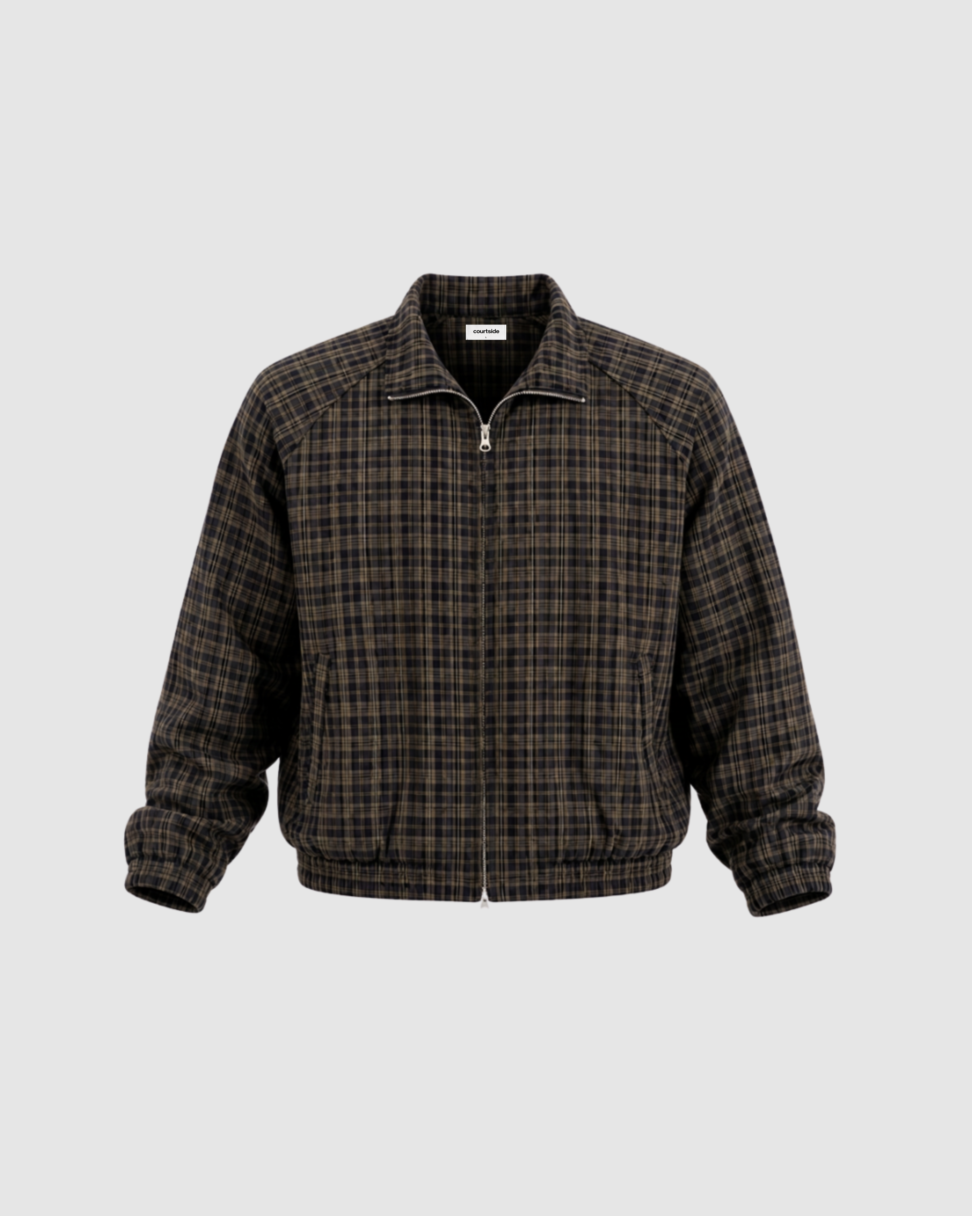 PLAID FULL ZIP JACKET - BLACK