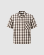 BOXY PLAID SHIRT - BROWN WITH CREAM