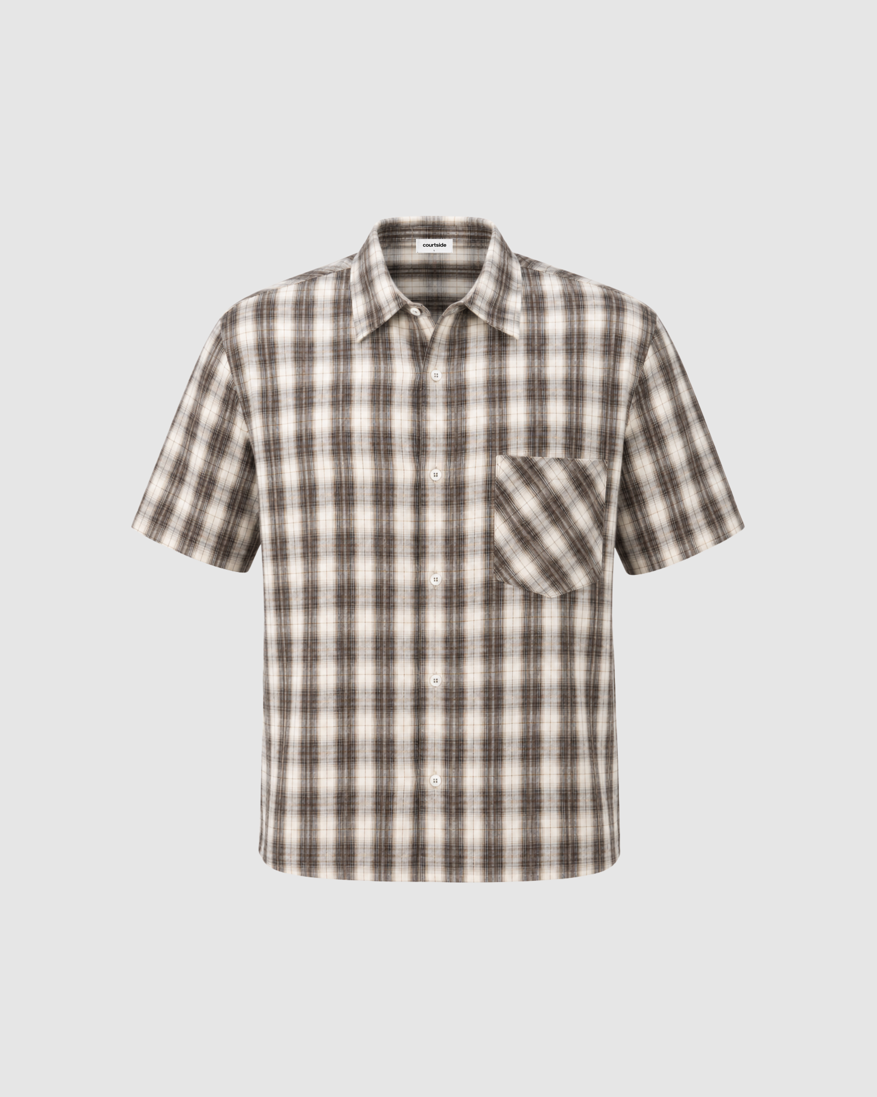 BOXY PLAID SHIRT - BROWN WITH CREAM