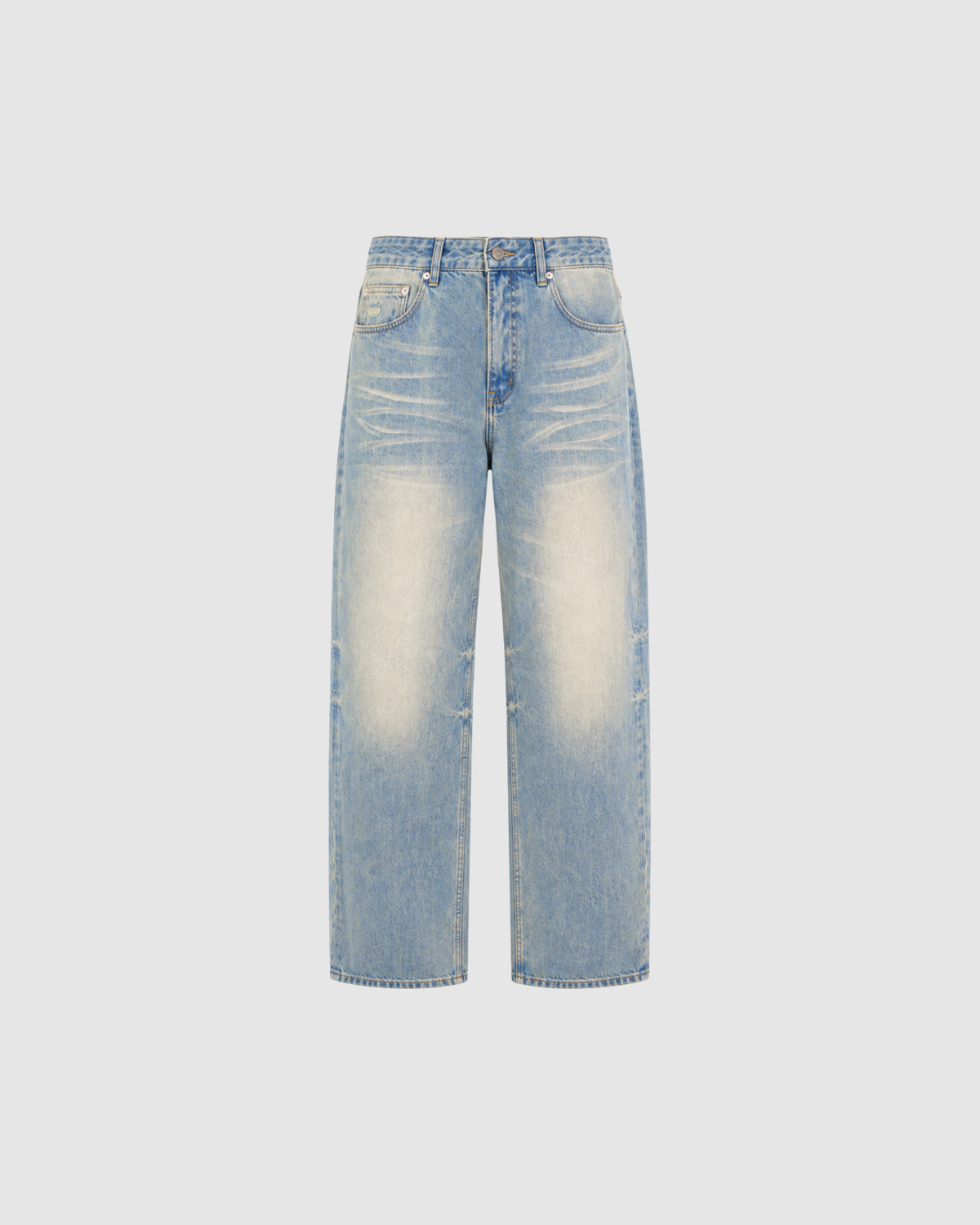 SUN FADE WASHED DENIM JEANS - BLUE