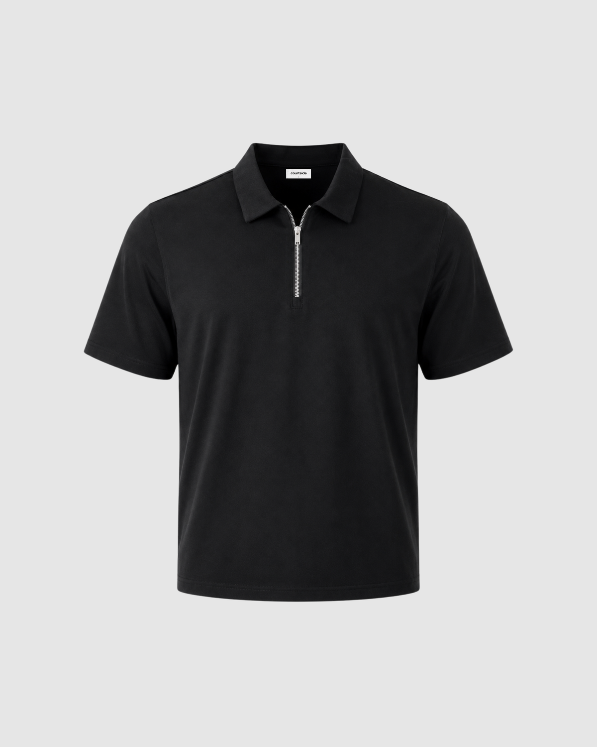 SIGNATURE BLANK HALF ZIP POLO - BLACK