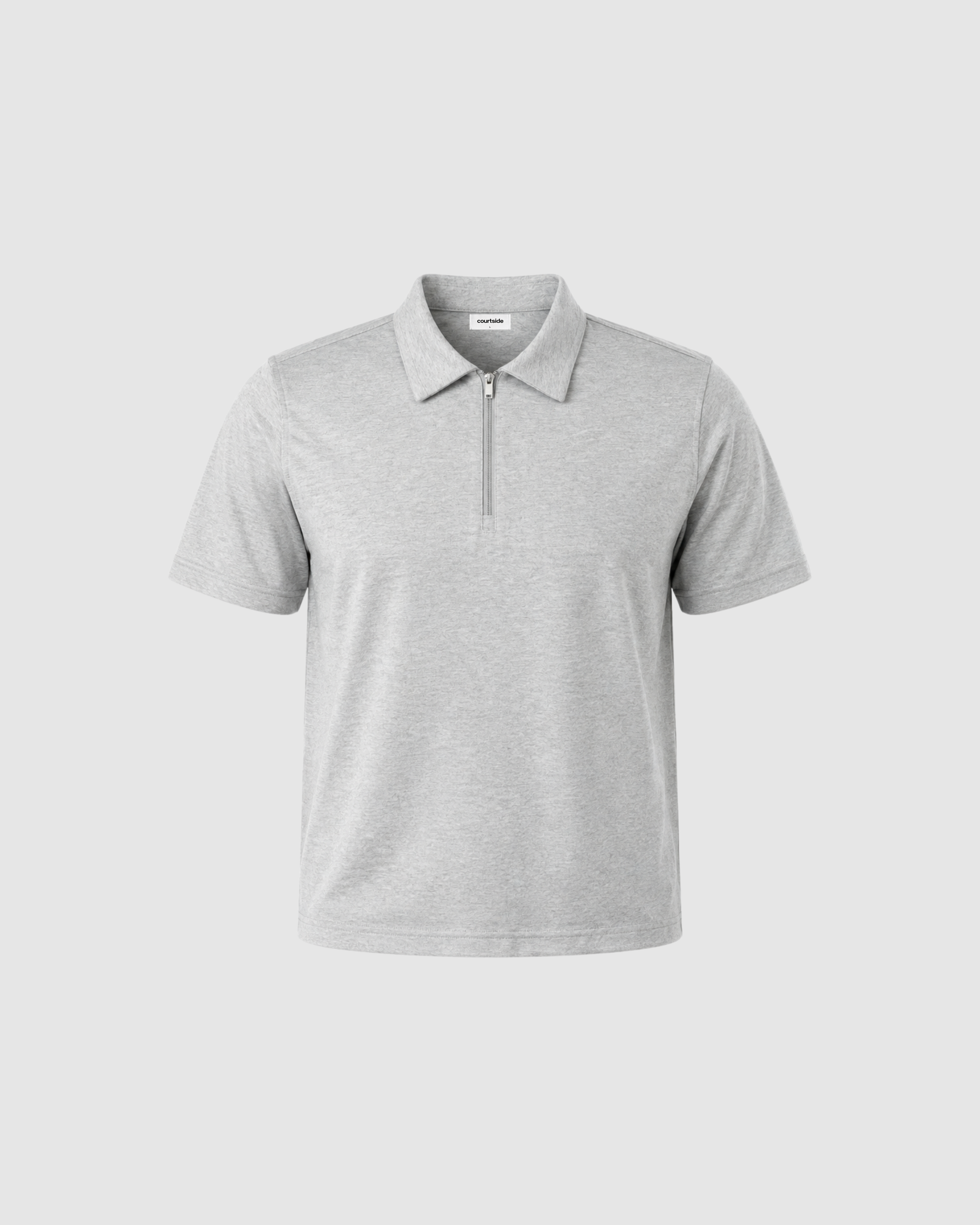 SIGNATURE BLANK ZIP POLO - GRAY